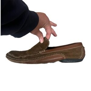 A. Testoni Men's Brown Suede Leather Driving Moccasin Shoes- Size 9